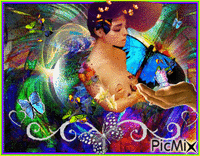 femme papillon - Бесплатный анимированный гифка
