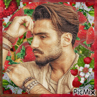 Homme aux fraises. - Free animated GIF