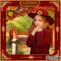 Child in Autumn - GIF animado grátis
