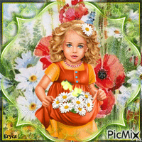 Portrait d'une petite fille blonde - GIF animé gratuit