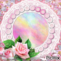 pink rose frame GIF animé