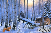 Winter day in the forest - GIF animé gratuit