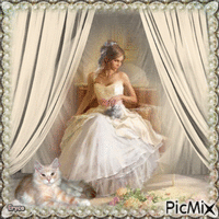 Milady et ses chats - Darmowy animowany GIF