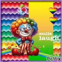 Freundlicher bunter Clown - GIF animé gratuit