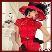 Femme au chapeau rouge - png grátis