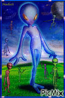 голубые инопланетяне анимиран GIF