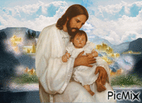 Yahshua holding a baby girl - Безплатен анимиран GIF