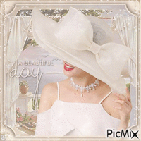 Woman hat delicate fashion white summer - Nemokamas animacinis gif