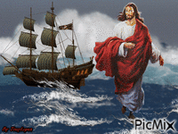 Jesus En La Oria Del Mar - GIF animé gratuit