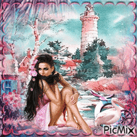 Springtime by the Lighthouse animeret GIF
