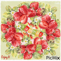 Love you Summer. Love Strawberry. Enjoy - GIF animé gratuit