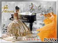 Dame au piano - Animovaný GIF zadarmo