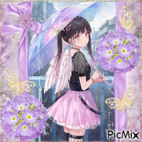 Anime angel in the rain