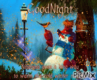 goodnight snowman - Free animated GIF