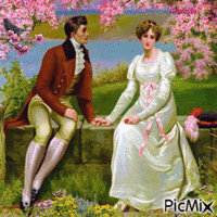 Couple in a garden - Vintage/contest - GIF เคลื่อนไหวฟรี