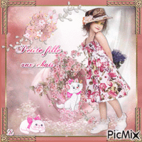 Petite fille aux chats Animated GIF
