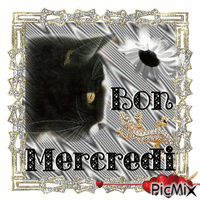 chat noir bon mercredi анимированный гифка