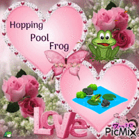 Hopping Pool frog animovaný GIF