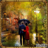 A walk on a rainy day ... animasyonlu GIF