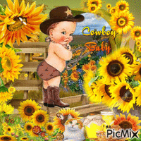 Sonnenblumen und Baby-Cowboy - Ücretsiz animasyonlu GIF