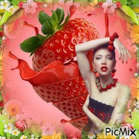 strawberry woman GIF animé