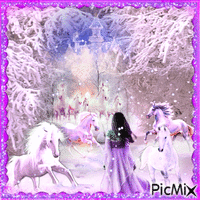woman with horses in the winter-fantasy