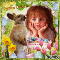 Osterkindermädchen mit einem Kaninchen