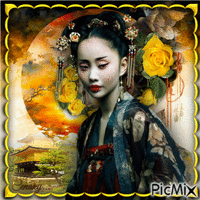 Portrait d'une geisha - Gratis geanimeerde GIF