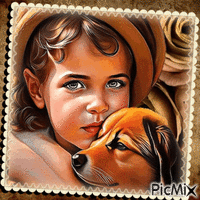 Concours....Portrait fillette avec son chien - Ücretsiz animasyonlu GIF