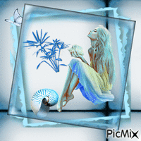 Menina de azul. animovaný GIF