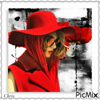La dame au chapeau rouge - GIF animé gratuit