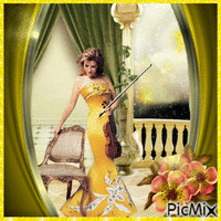 Girl With a Violin - GIF animé gratuit