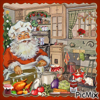Der Weihnachtsmann ist Koch - Ilmainen animoitu GIF