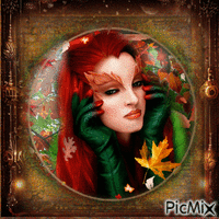 Redhead woman in autumn