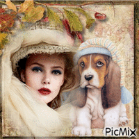 Femme et son chien - Gratis animerad GIF