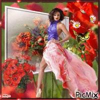 decorating with poppies animēts GIF