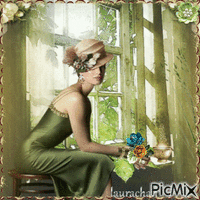 green woman laurachan - GIF animé gratuit