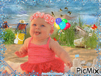 HD bébé à la mer animovaný GIF