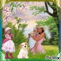 my girls and me and a beautiful spring day - 免费PNG