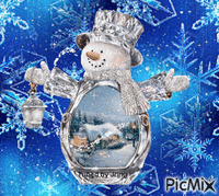 Snowman Snowflakes GIF animado