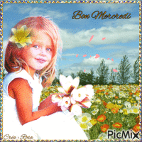 Concours : Petite-fille avec des fleurs - Free animated GIF