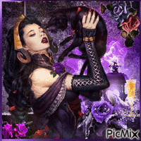 Gothic woman. Purple - 無料のアニメーション GIF