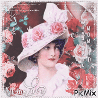 Vintage woman with a white hat - GIF เคลื่อนไหวฟรี
