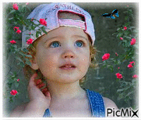 A Child Watching A Butterfly! - Free animated GIF