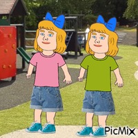 Twins at playground geanimeerde GIF
