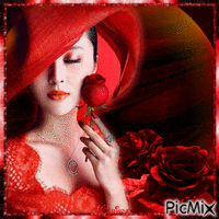 Dame en rouge - Darmowy animowany GIF