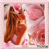 Portrait de femme - tons roses