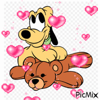 Pluto and his bear - Gratis geanimeerde GIF