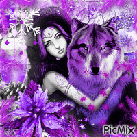 Woman wolf purple 🐾🐾🐺🐺 GIF animado