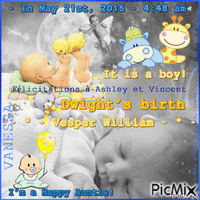 Congratulations to the Happy Parents Ashley and Vincent - To the grandparents: Mary and Harry - Vera and Wyatt <3 <3 <3 - GIF animé gratuit